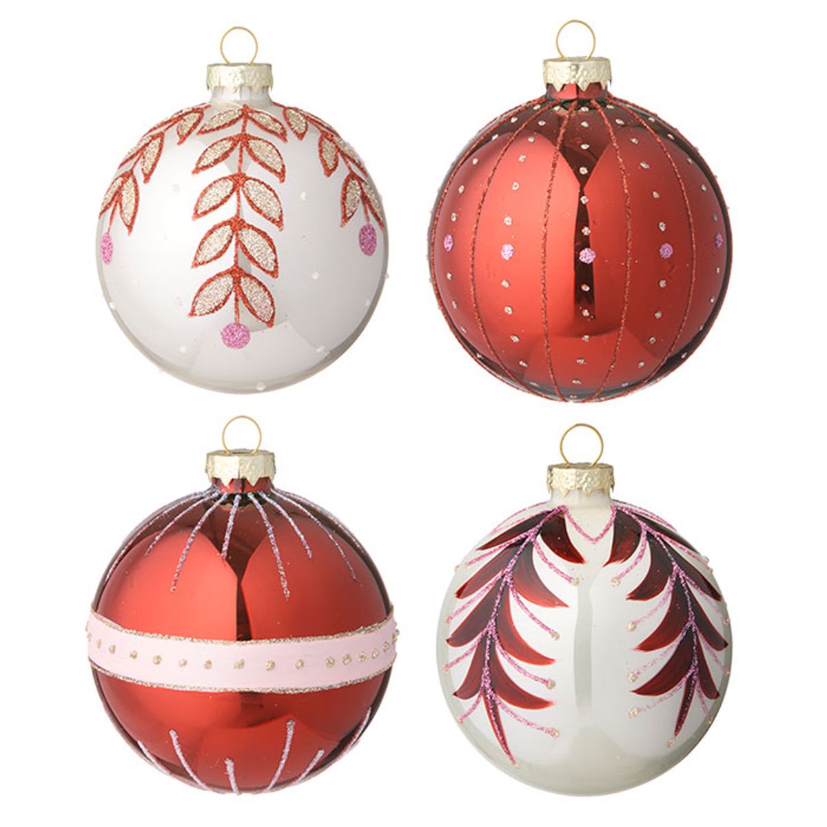 Julekuler 8 cm, 4 pk - Rød