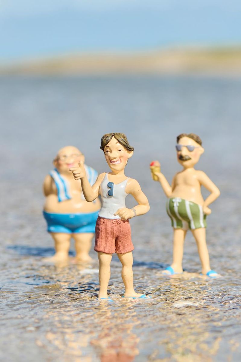 Pyntefigur, Menn i badetøy, 5 ass. varianter