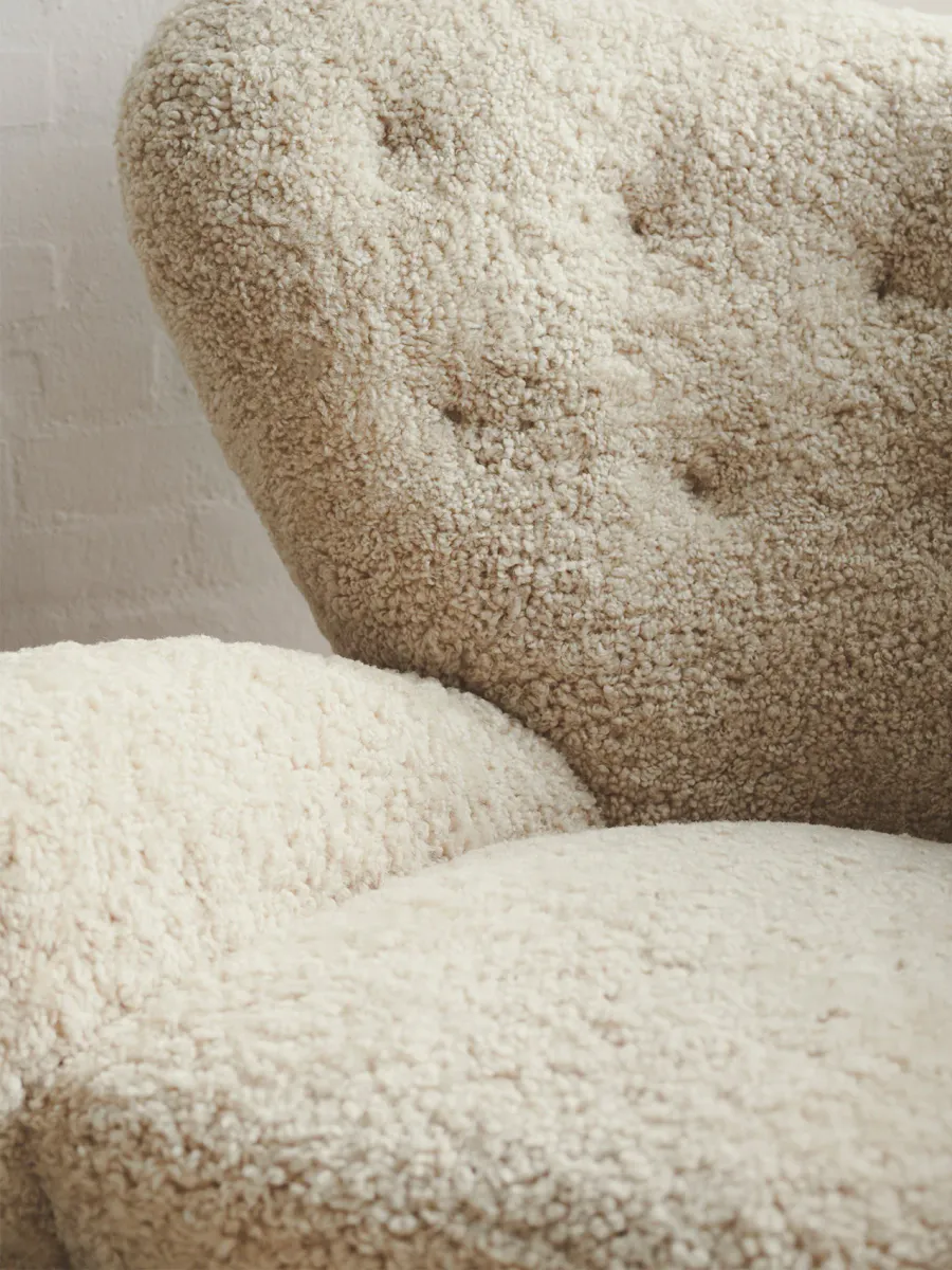 The Tired Man Lounge Chair. Sheepskin Moonlight