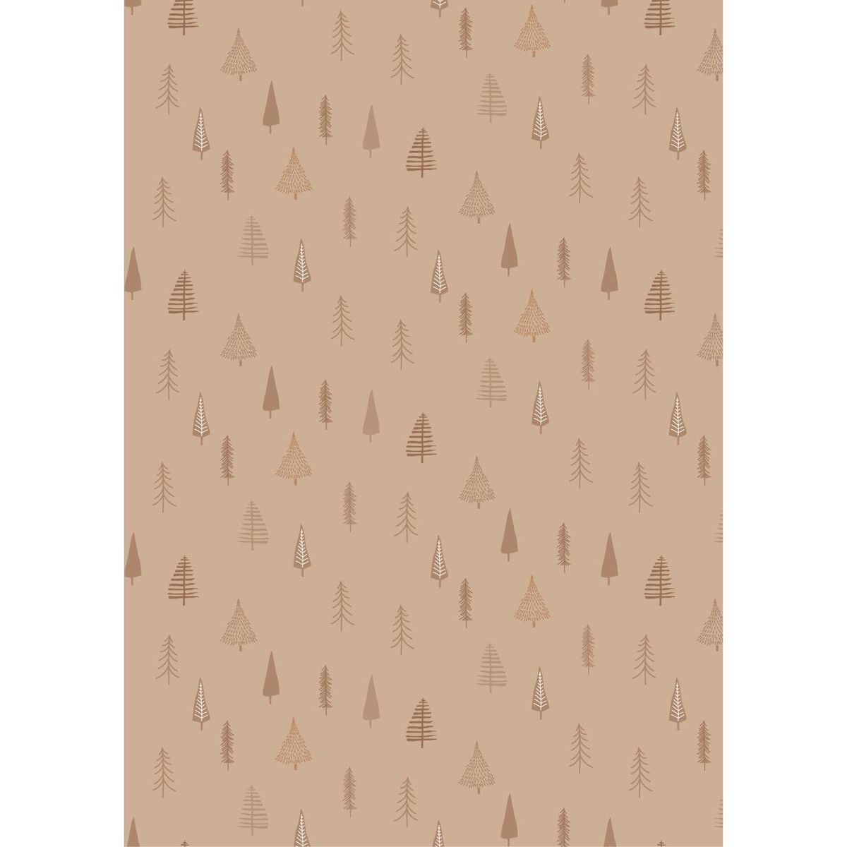 Gavepapir 5 meter - Beige med Juletrær 