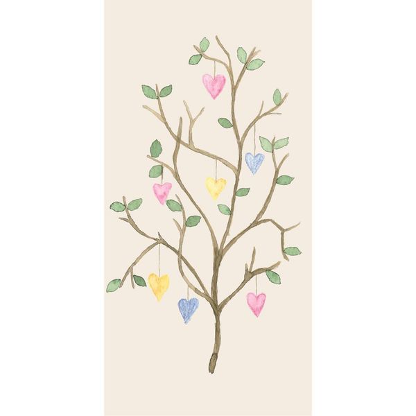 Hovedbilde Serviett 10x20 cm - Vårgren med hjerter