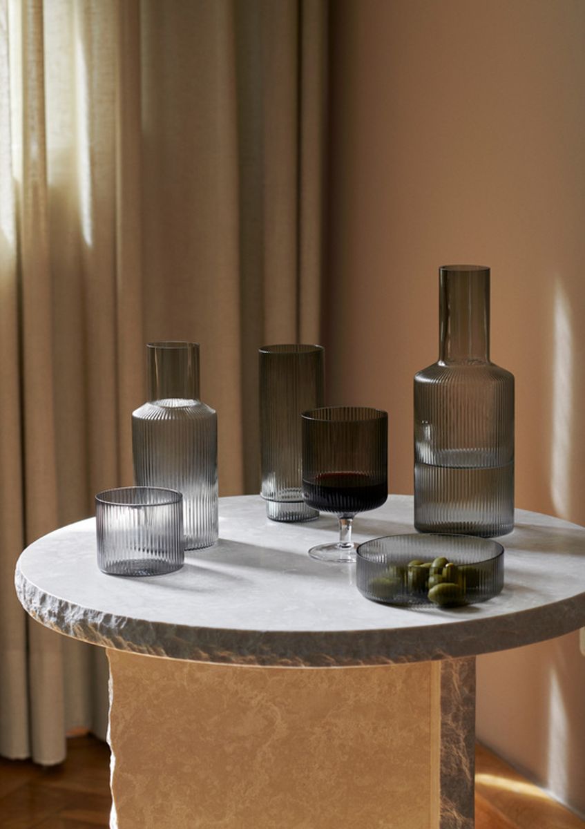 Ripple Long Drink Glass - 4 stk - Smoked Grey