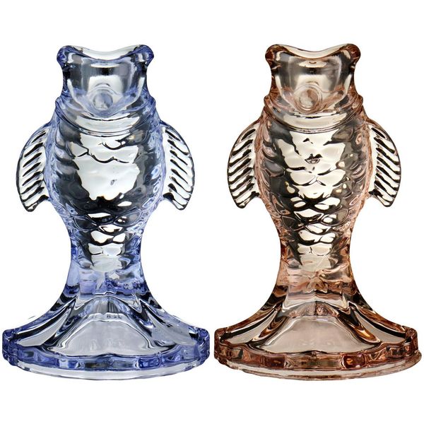 Hovedbilde Fiskeformet lysestake til kronelys, 2 ass farger