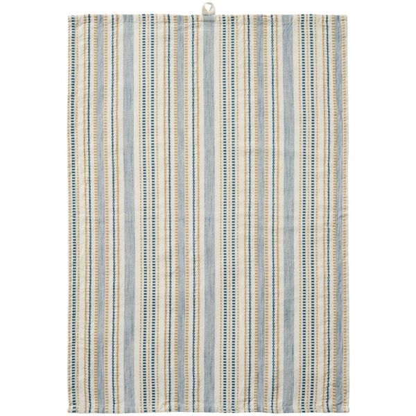 Hovedbilde Kjøkkenhåndkle hvitt m/blått og beige innvevd ...