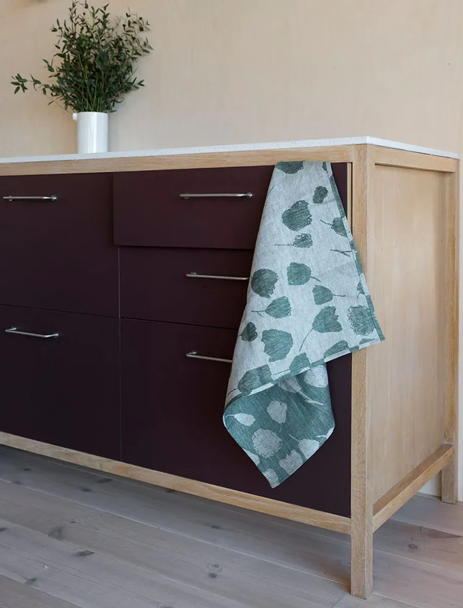 Bouquet kjøkkenhåndkle i lin, grønt