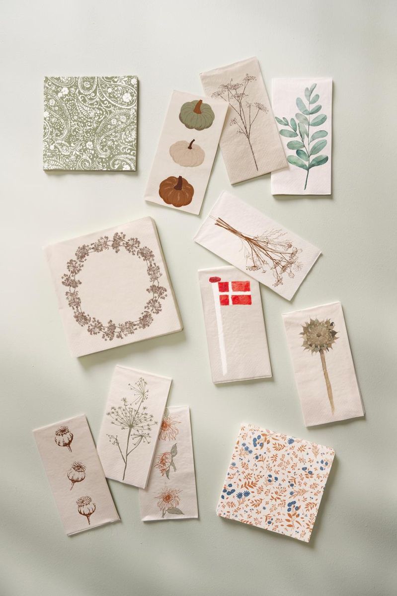 Serviett 10x20 cm - Natur m/ brun tørket bukett