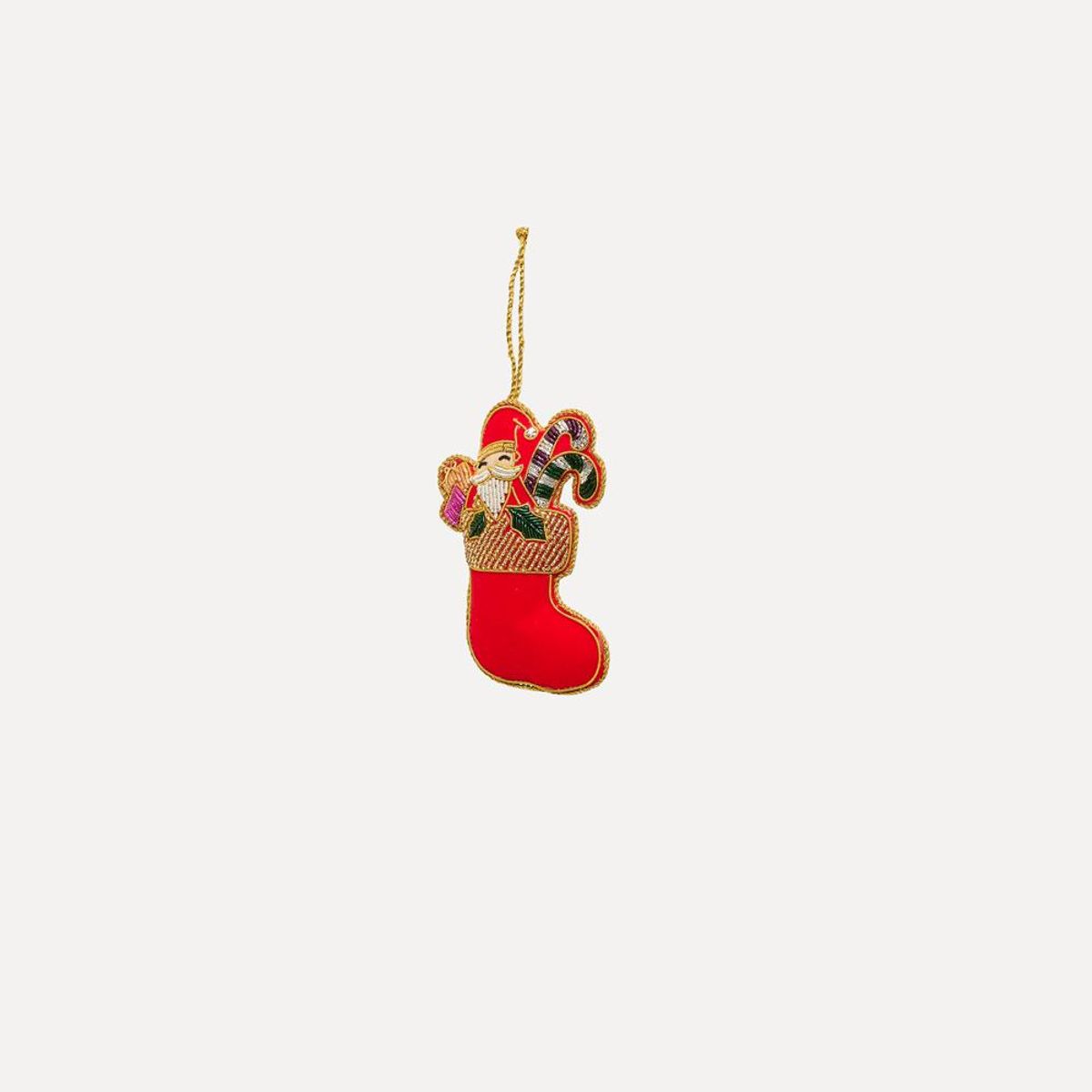 Håndlaget ornament, Julesokk Rød